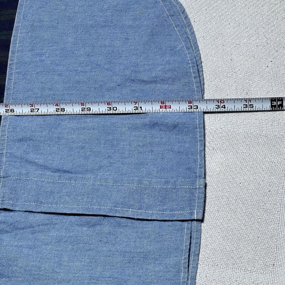 Vintage 90s Tommy Jeans Button Down Mens XL Denim Chambray Colorblock Plaid - Picture 10 of 13